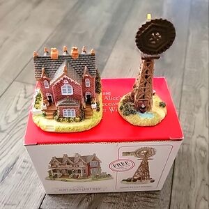 Vintage Miniature Aunt Alice's Quilt Shop and Farmer Wilsons Windmill AH126 NIB